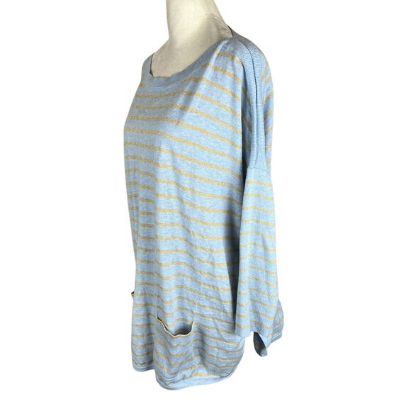 Lilly Pulitzer Cobo Blue Gold Striped Sweater Size Medium - Picture 3 of 6